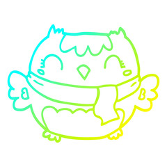 cold gradient line drawing cute cartoon owl