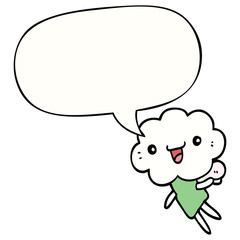 cartoon cloud head creature and speech bubble