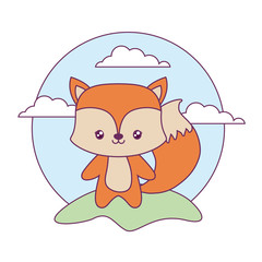 cute fox animal in landscape