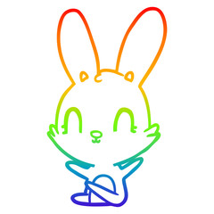 rainbow gradient line drawing cute cartoon rabbit