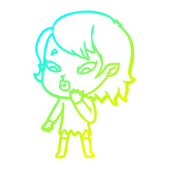 cold gradient line drawing cute cartoon vampire girl