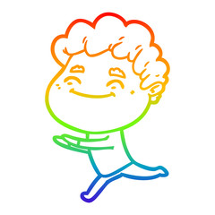 rainbow gradient line drawing cartoon friendly man