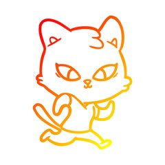Obraz premium warm gradient line drawing cute cartoon cat
