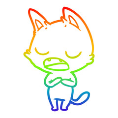 rainbow gradient line drawing talking cat cartoon