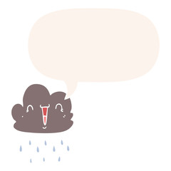 cartoon storm cloud and speech bubble in retro style