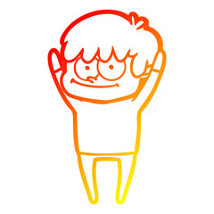 warm gradient line drawing happy cartoon man