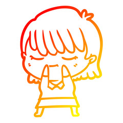 warm gradient line drawing cartoon woman