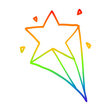 rainbow gradient line drawing cartoon star