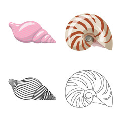 Vector illustration of animal and decoration symbol. Set of animal and ocean stock vector illustration.