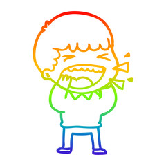 rainbow gradient line drawing cartoon laughing man