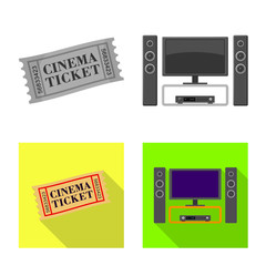 Obraz premium Vector illustration of television and filming logo. Collection of television and viewing stock vector illustration.