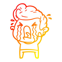 warm gradient line drawing cartoon crying man