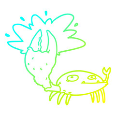 cold gradient line drawing cartoon crab with big claw