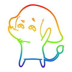 rainbow gradient line drawing cartoon elephant remembering