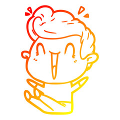 warm gradient line drawing cartoon excited man