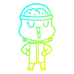 cold gradient line drawing happy cartoon robot
