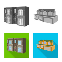 Isolated object of facade and housing logo. Collection of facade and infrastructure stock vector illustration.