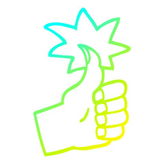 cold gradient line drawing cartoon thumbs up symbol
