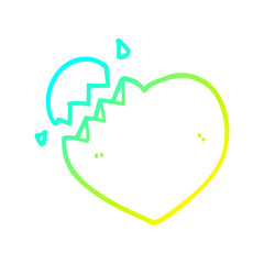 cold gradient line drawing cartoon broken heart