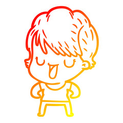 warm gradient line drawing cartoon woman talking