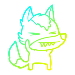 cold gradient line drawing angry wolf cartoon