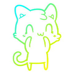 cold gradient line drawing cartoon happy cat