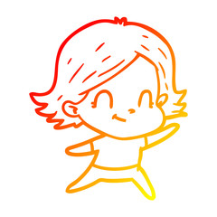 warm gradient line drawing cartoon friendly girl