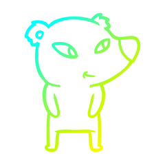 cold gradient line drawing cute cartoon bear