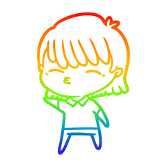 rainbow gradient line drawing cartoon woman
