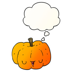 cartoon pumpkin and thought bubble in smooth gradient style