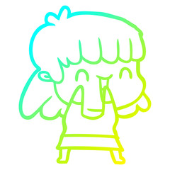 cold gradient line drawing cartoon woman