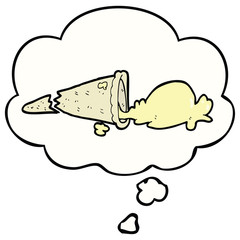 cartoon dropped ice cream and thought bubble