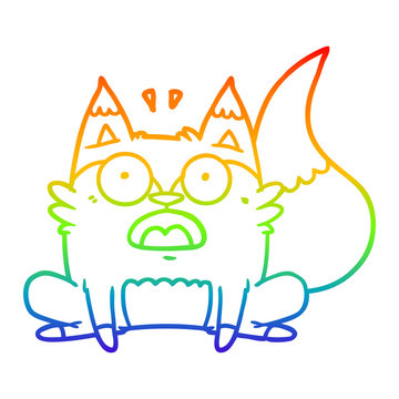 recommend clip art: rainbow gradient line drawing cartoon startled fox