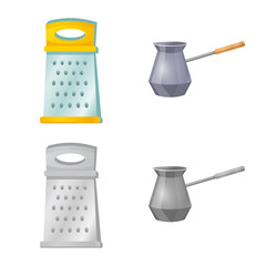 Vector illustration of kitchen and cook icon. Collection of kitchen and appliance vector icon for stock.