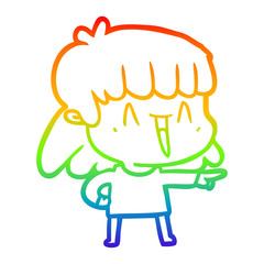 rainbow gradient line drawing cartoon woman