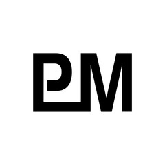 Black PM Initial Logo Icon Sign