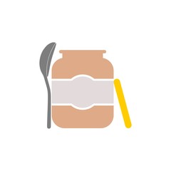 Jam jar and spoon flat icon, sign, logo