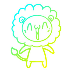 cold gradient line drawing happy cartoon lion