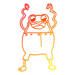 warm gradient line drawing cartoon frog