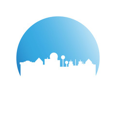 Obraz premium city tower building in blue circle button