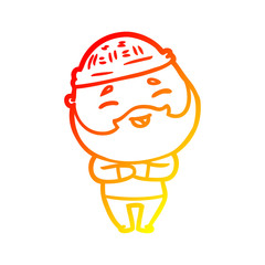 warm gradient line drawing cartoon happy bearded man