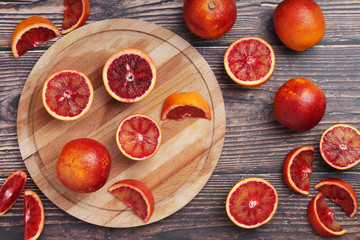 Red oranges with copy space background