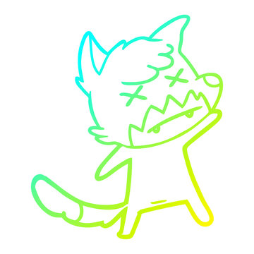 recommend clip art: cold gradient line drawing cartoon cross eyed fox