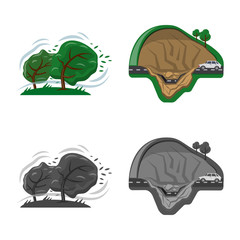 Vector design of natural and disaster sign. Collection of natural and risk stock vector illustration.