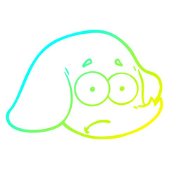 cold gradient line drawing cartoon elephant face