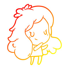 warm gradient line drawing cute girl