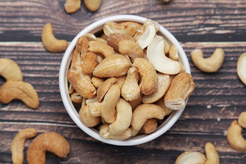 A bowl with cashew nuts