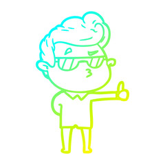cold gradient line drawing cartoon cool guy
