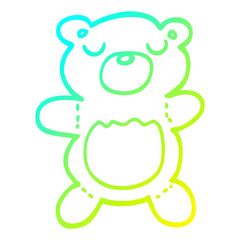 cold gradient line drawing cartoon teddy bear
