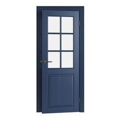 Obraz na płótnie Canvas Blue interior door isolated on white background. 3D rendering.